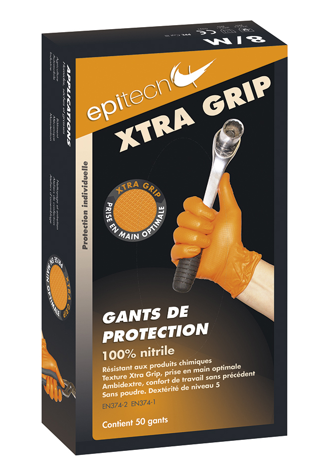 Boite de 50 Gants de Protection Xtra Grip Ambidextres