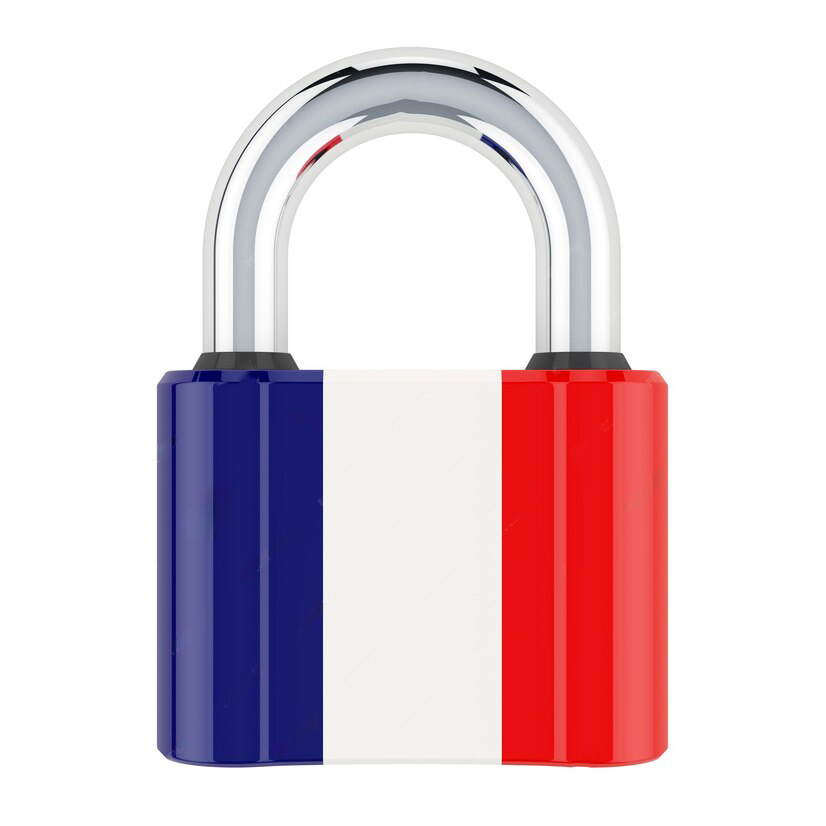 Cadenas de sécurité 35 mm avec motif drapeau français tricolore, corps en laiton