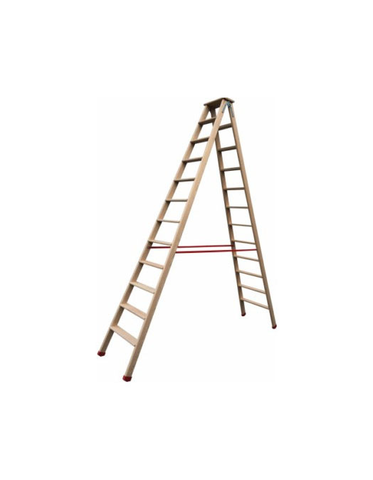 Échelle de chantier double à 2 plans en bois 11 marches