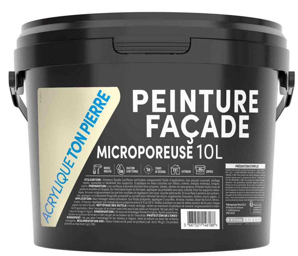 Peinture Façade Acrylique Mate Microporeuse 10L