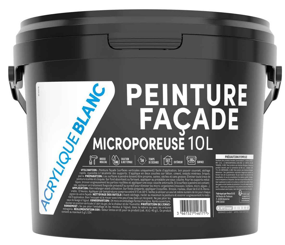 Seau de peinture Façade acrylique mate microporeuse 10 litres