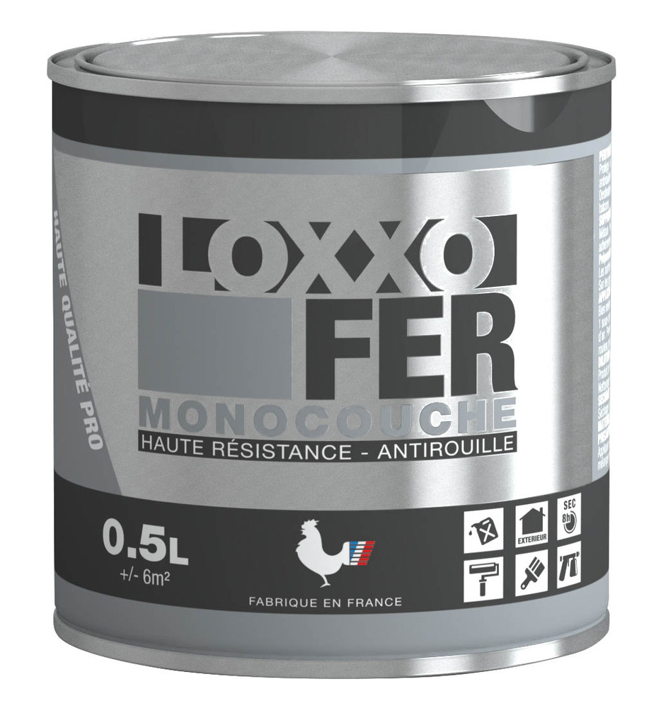 Laque fer antirouille monocouche haute résistance 0.5L pour protection des métaux extérieurs