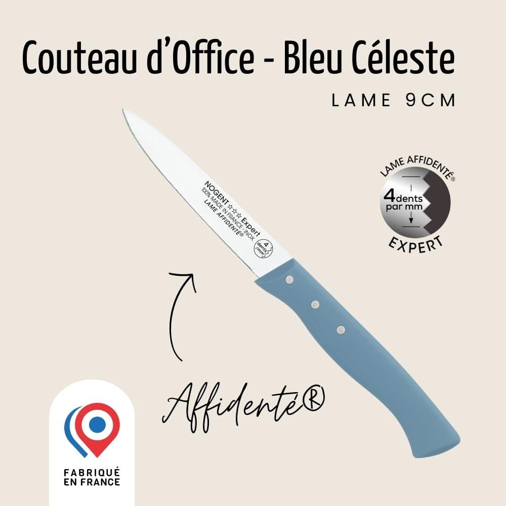 Couteau d'Office Lame Affidenté 9 cm Bleu Céleste