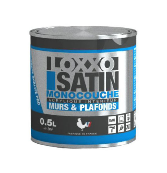Pot de peinture Acrylique Satin Monocouche Murs & Plafonds 0.5 L pour usage intérieur