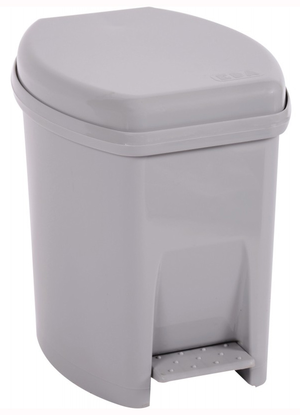 Poubelle à pédale en plastique 6L grise avec seau amovible, idéale pour salle de bain