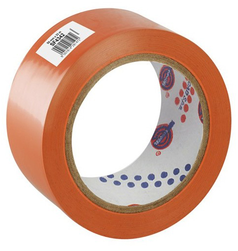 Ruban adhésif PVC orange 75 mm x 33 m, résistant pour emballage et marquage.