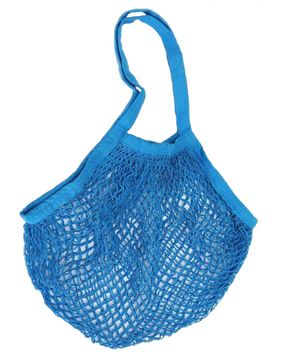 Sac cabas filet en coton bleu turquoise, léger et réutilisable pour les courses