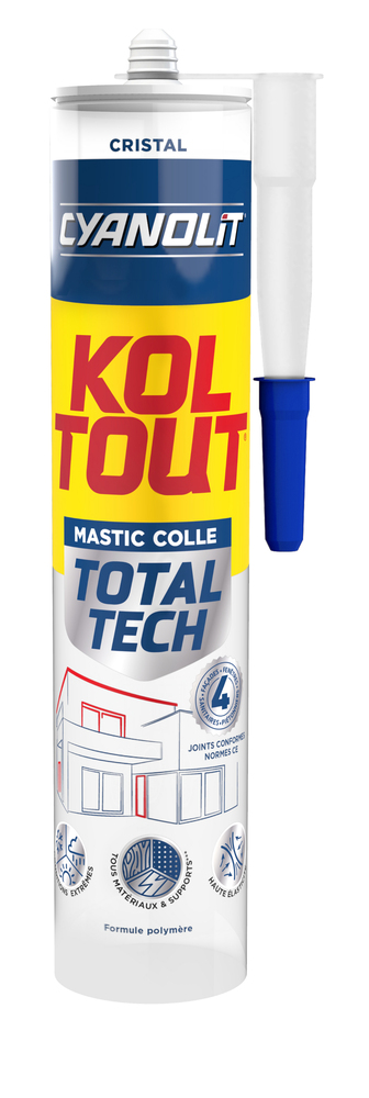 Mastic Colle KOLTOUT Total Tech Cristal cartouche 290 ml pour fixation multi-matériaux
