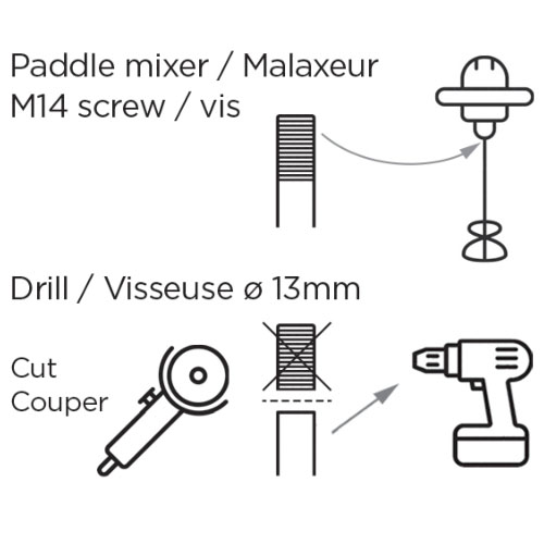 Mélangeur d'Enduit Acier Galvanisé 3 Pales + Filet M14 Pour Malaxeur