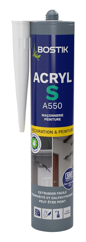 Mastic acrylique ACRYL S 550 de 310 ml en cartouche pour étanchéité et réparation