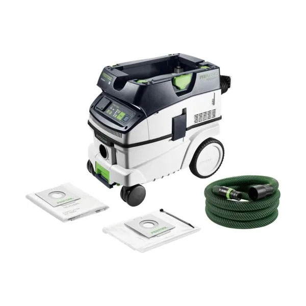 Aspirateur professionnel CLEANTEC CTL 26 EI AC pour le bâtiment et outillage, avec fonction de nettoyage automatique du filtre.
