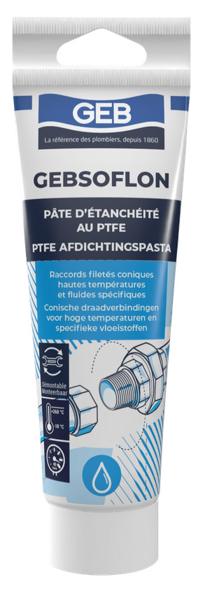 Gebsoflon Pâte à Joint 125 g pour l'étanchéité des raccords de canalisations en plomberie
