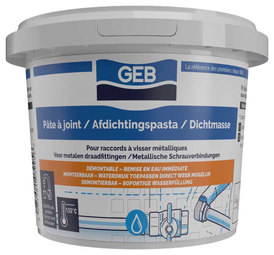 Pot de pâte à joint pour eau potable 500 g, pour l'étanchéité des raccords de plomberie