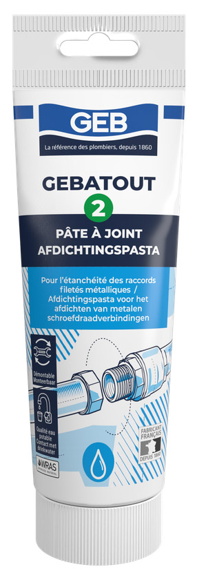 Pâte à joint Gebatout 2 de 250 g pour l'étanchéité des raccords en plomberie et sanitaire