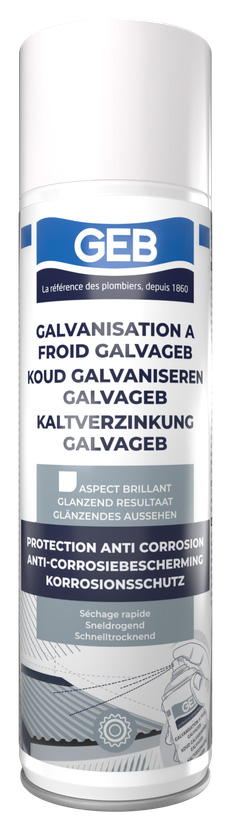 Aérosol de peinture Galvageb Brillant anti rouille et galvanisation 500 ml pour métaux
