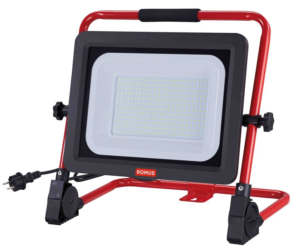 Projecteur LED Slim Filaire 200 W noir avec support réglable pour chantier