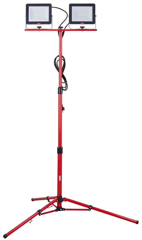 Projecteur LED filaire 2 x 50 W sur trépied réglable pour éclairage de chantier