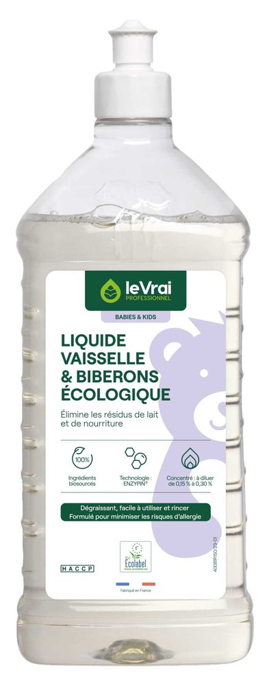 Flacon d'1 litre de Liquide Vaisselle & Biberons Écologique, pH neutre