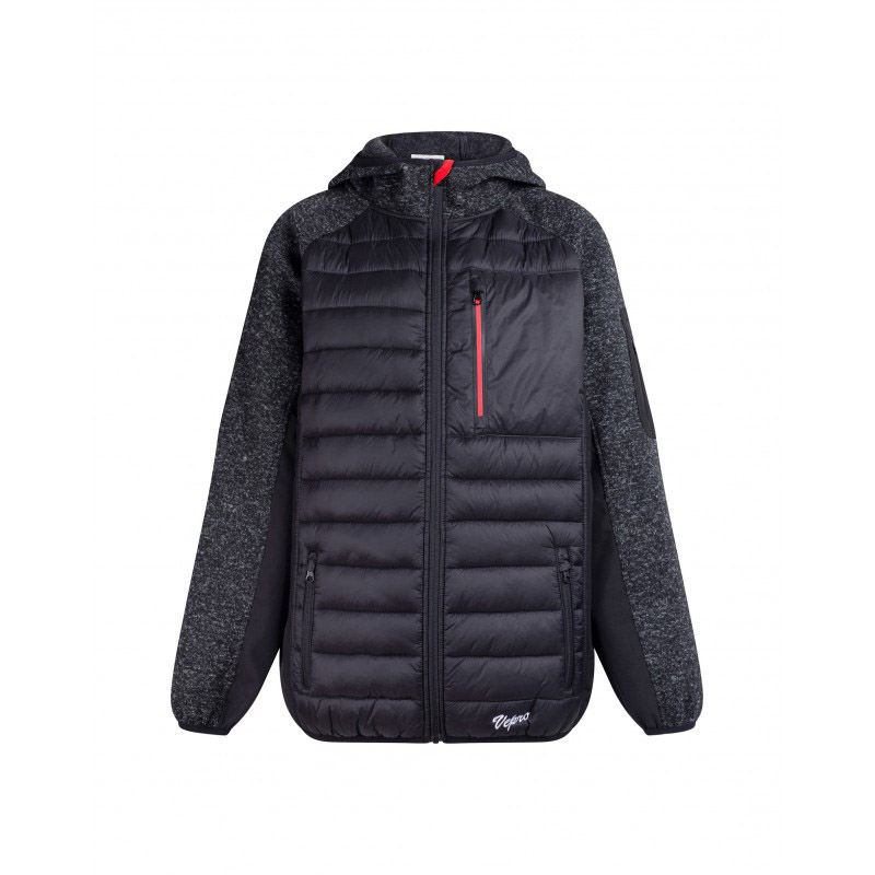 Veste de travail matelassée bi-matière Davy noire et chinée, résistante et confortable
