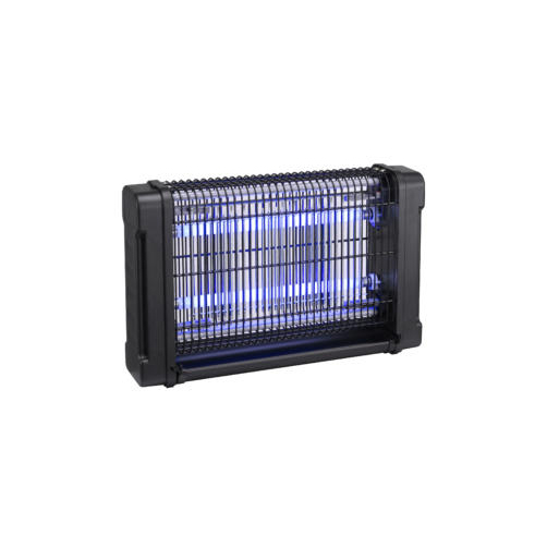 Destructeur d'insectes électrique avec 2 lampes UV 8W et grille haute tension 2500-2800V, efficace contre moustiques et mouches.