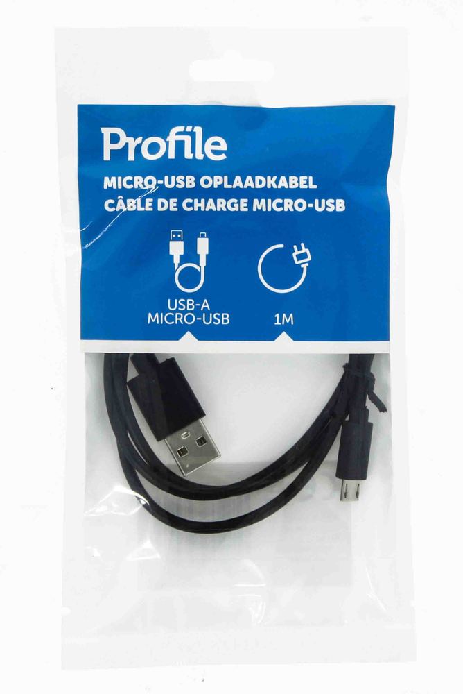 Câble USB-A vers Micro-USB noir de 1 mètre pour charge et synchronisation