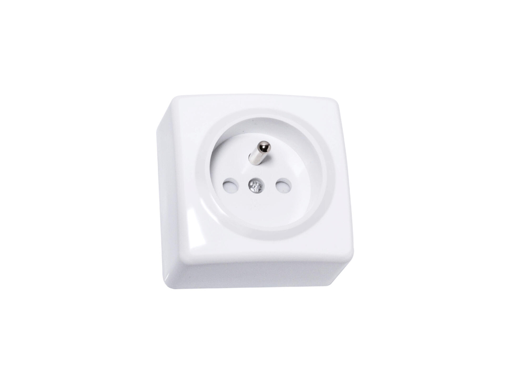 Prise de courant en saillie avec terre apparente blanche pour installation électrique