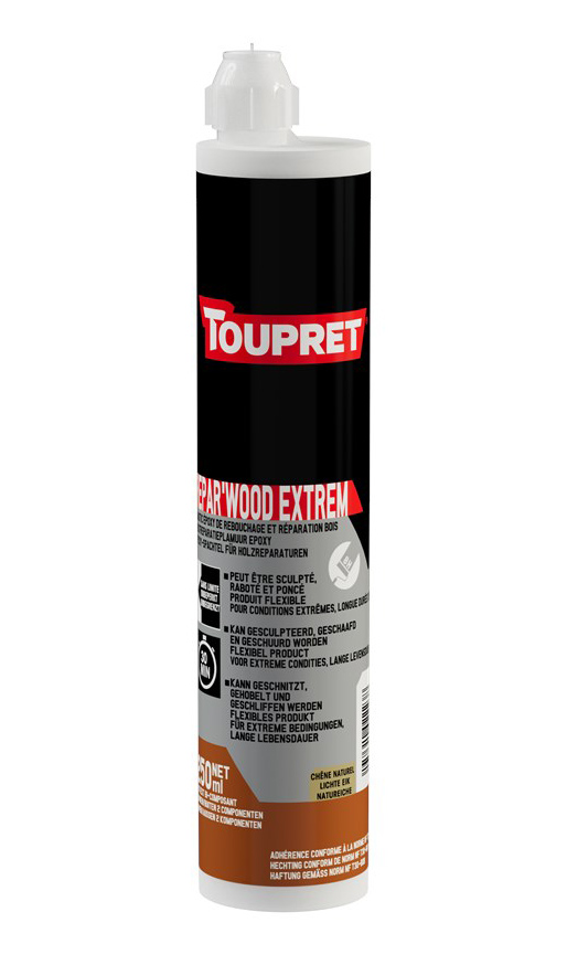 Enduit de rebouchage époxy bi-composant Répar'Wood Extrem 250 ml pour le bois ultra-résistant