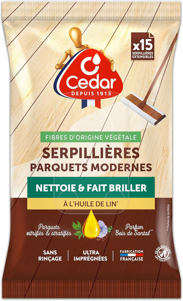 Serpillières microfibre Parquets Modernes lot de 15, pour un nettoyage doux et efficace des sols en bois.