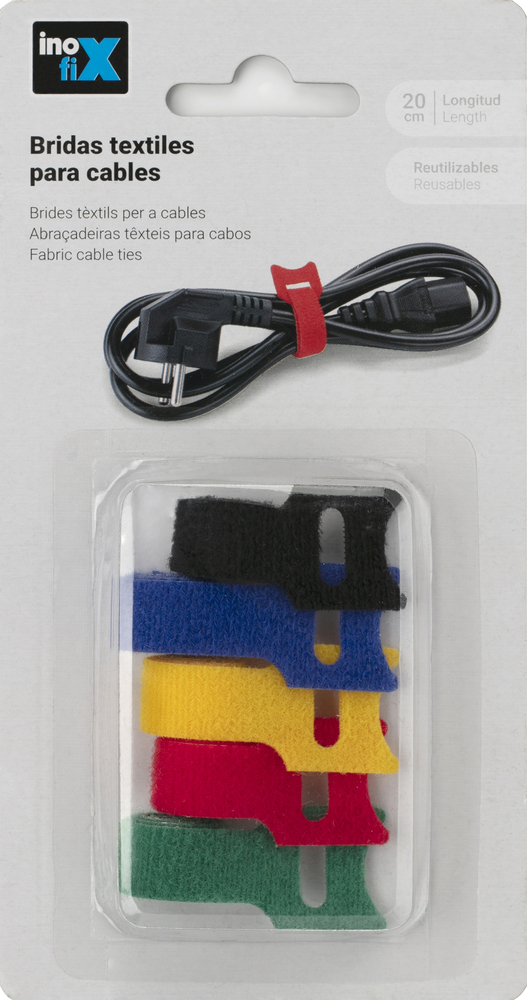 Serre-Câbles Velcro Textile Multicolore 20 cm