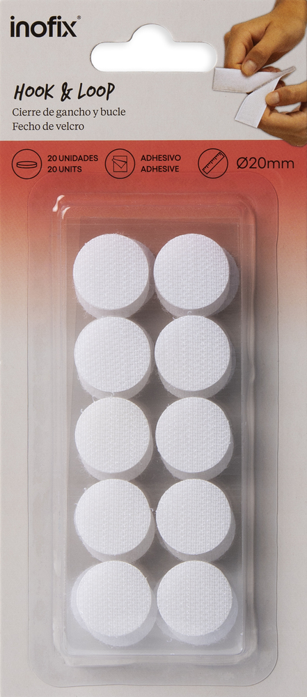 Disque Velcro Auto-Agrippant Ø20 mm 2 Plaquettes de 10