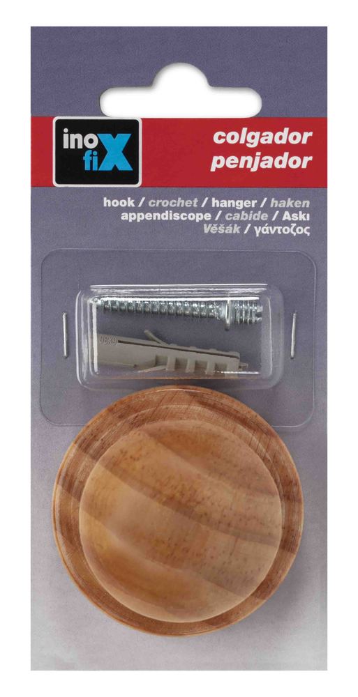 Portemanteau mural en bois massif à un seul crochet