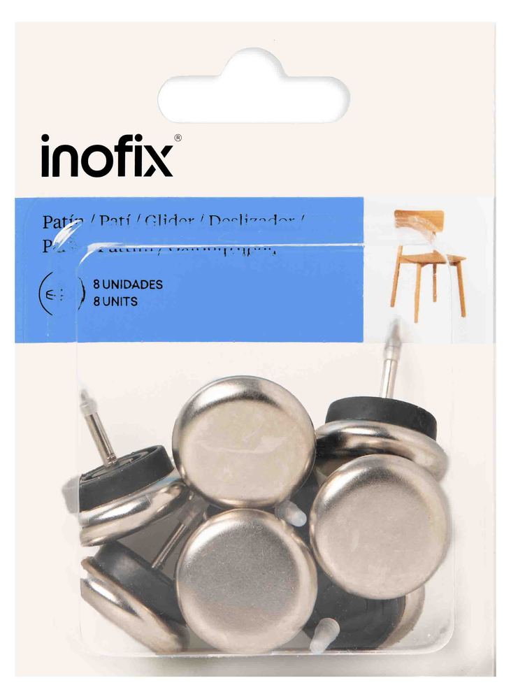 Patins de chaise ronds en acier à clouer, lot de 8