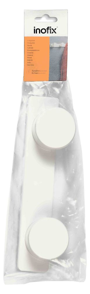 Portemanteau double en plastique blanc pour fixation murale