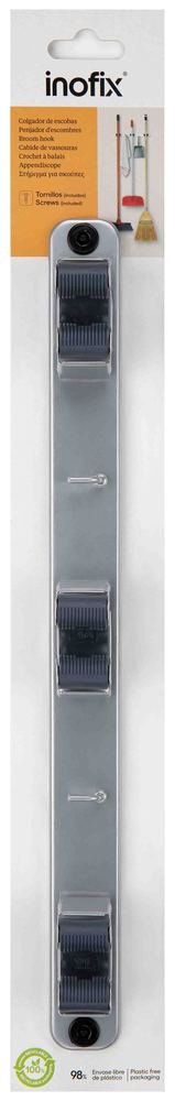 Support mural à visser 3 balais chrome mat