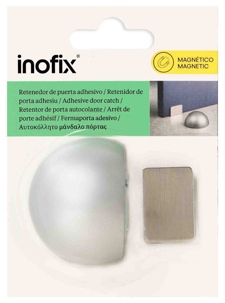 Arrêt de porte magnétique rond en chrome mat pour fixation au sol ou murale