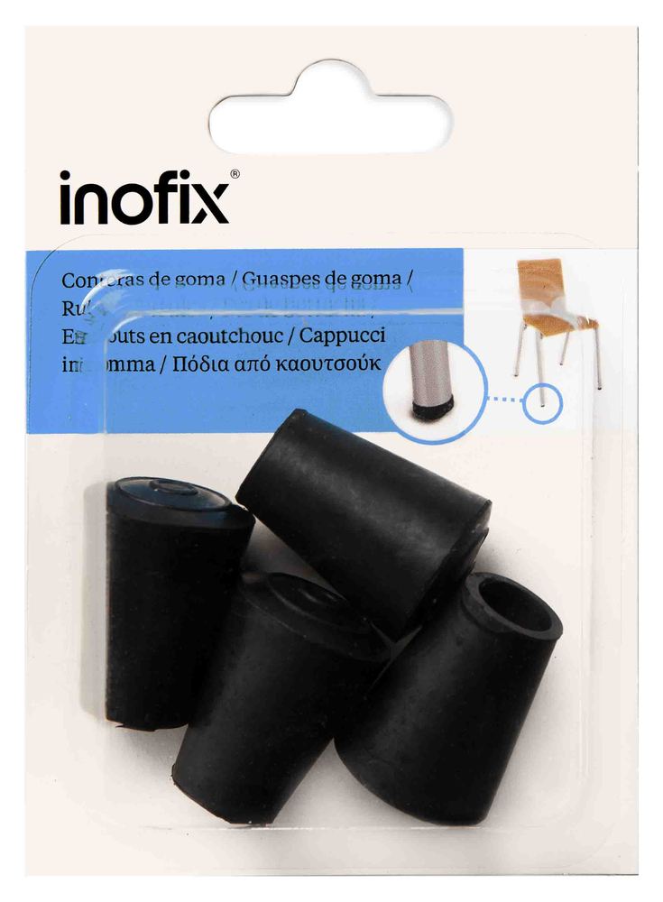 Lot de 4 embouts de chaise en caoutchouc noir pour protection des sols et pieds de meubles