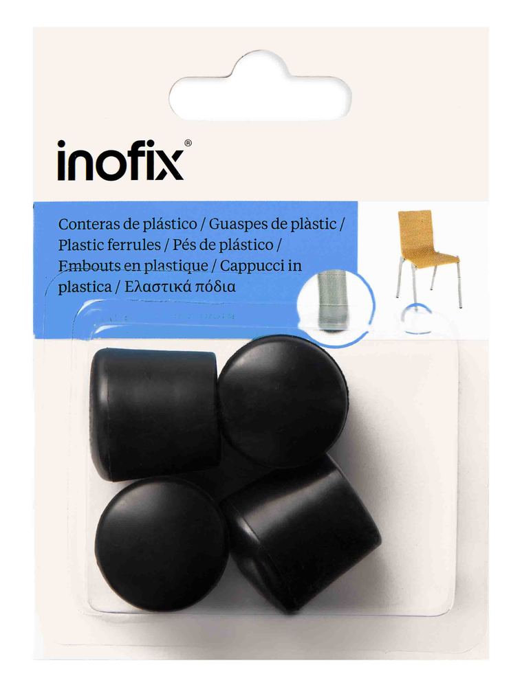 Lot de 4 embouts ronds en plastique noir avec rondelle pour pieds de chaises, protection de sol