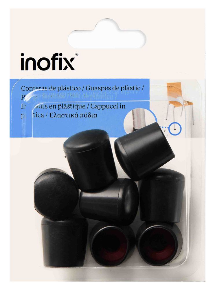 Embout rond en plastique noir avec rondelle, lot de 8, pour pieds de chaises et mobilier