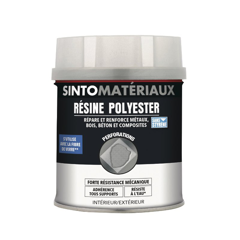 Pot de résine polyester Sintomateriaux 1100 g pour réparation marine