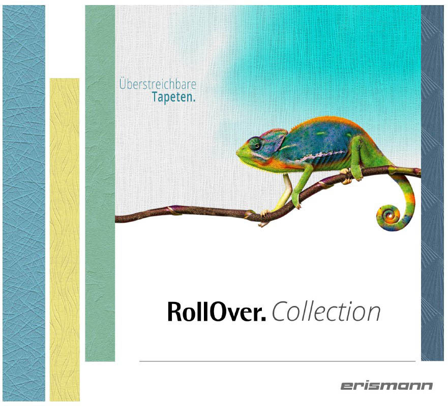 Collection RollOver 2027 de revêtements à peindre, présentant un éventail d'échantillons de textures et de nuances pour projets de bâtiment.