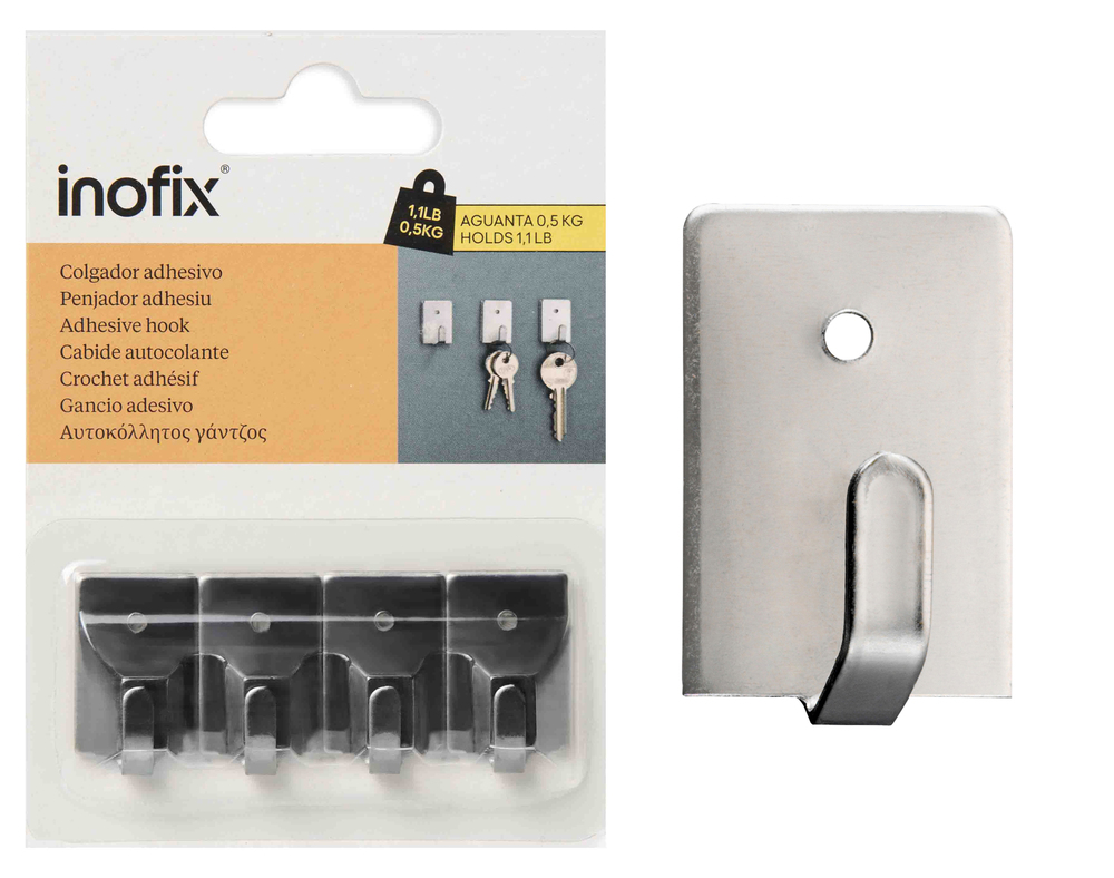 Lot de 4 petits crochets adhésifs muraux en acier inoxydable pour cuisine