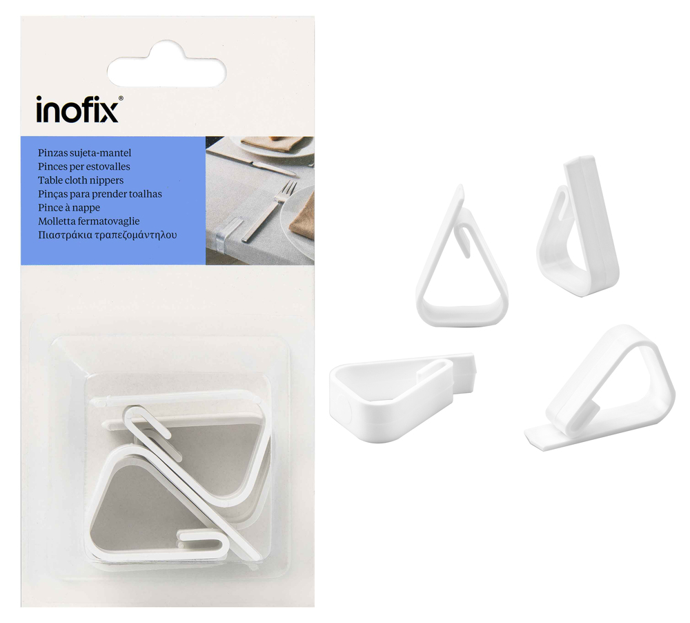 Lot de 4 pinces attache nappe blanches robustes, idéales pour maintenir votre nappe en extérieur