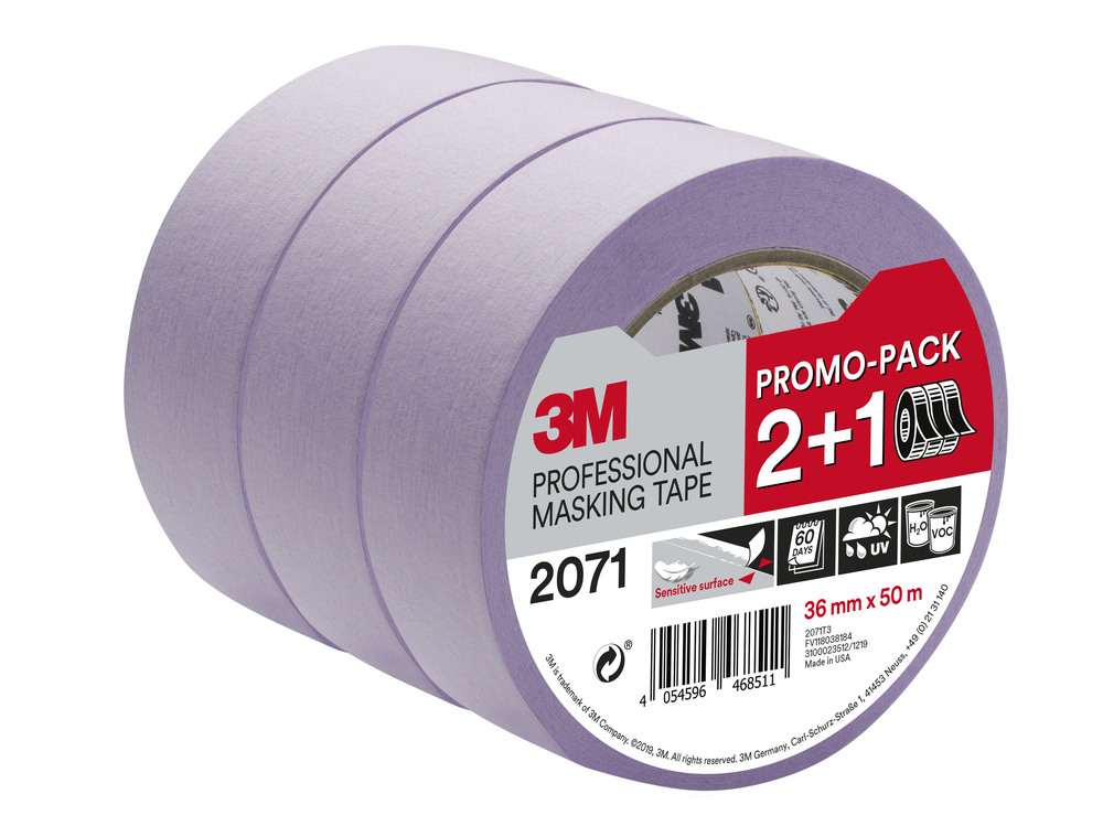 Lot 2+1 gratuit de ruban de masquage violet pour surfaces délicates, 36mm x 50m