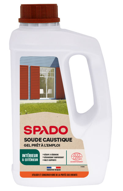 Bouteille de Soude Caustique Gel Ecocert 1L, décapant écologique et puissant pour la préparation des bois.