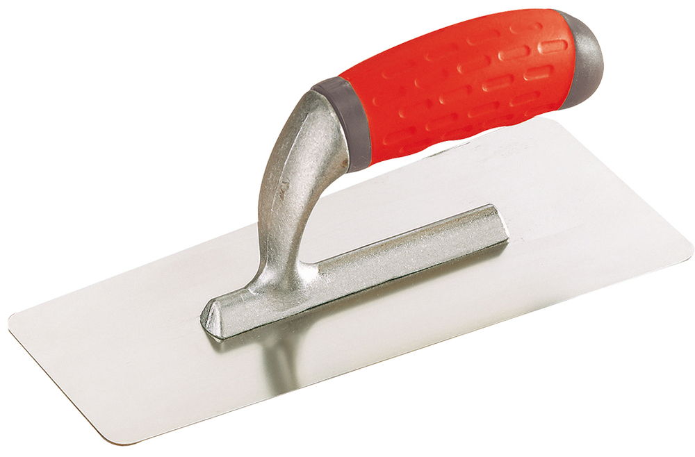 Platoir trapèze en inox 20 x 8 cm pour l'application et le lissage d'enduits