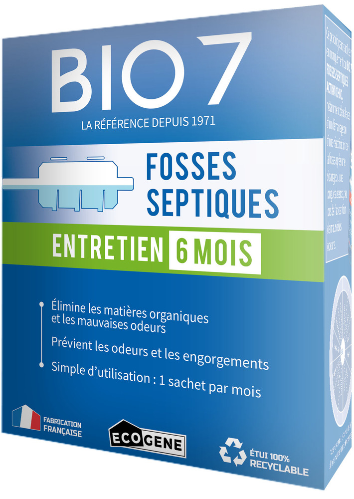 Activateur de fosses septiques Bio7 Entretien 6 Mois 480 g pour un traitement biologique durable