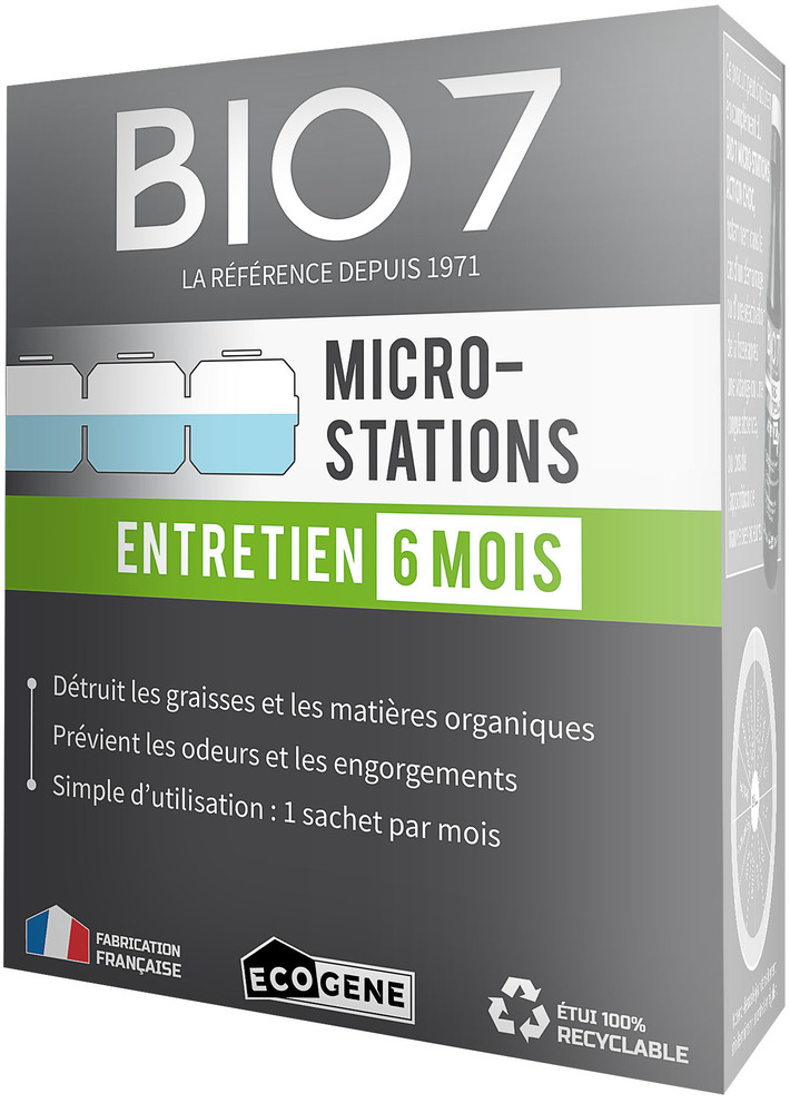 Activateur fosses biologique Bio7 Entretien Micro-Station 480 g pour l'épuration des eaux usées