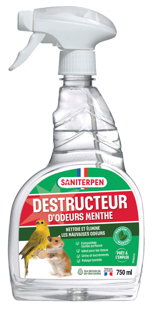Flacon destructeur d'odeurs Menthe 750 ml avec vaporisateur
