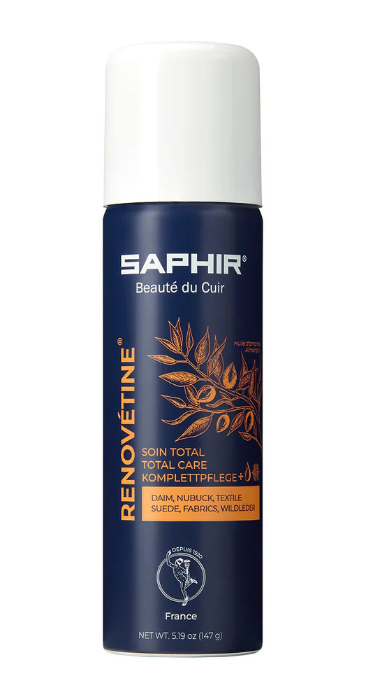 Aérosol Rénovetine 200 ml pour l'entretien et l'imperméabilisation des cuirs, protège et nourrit.