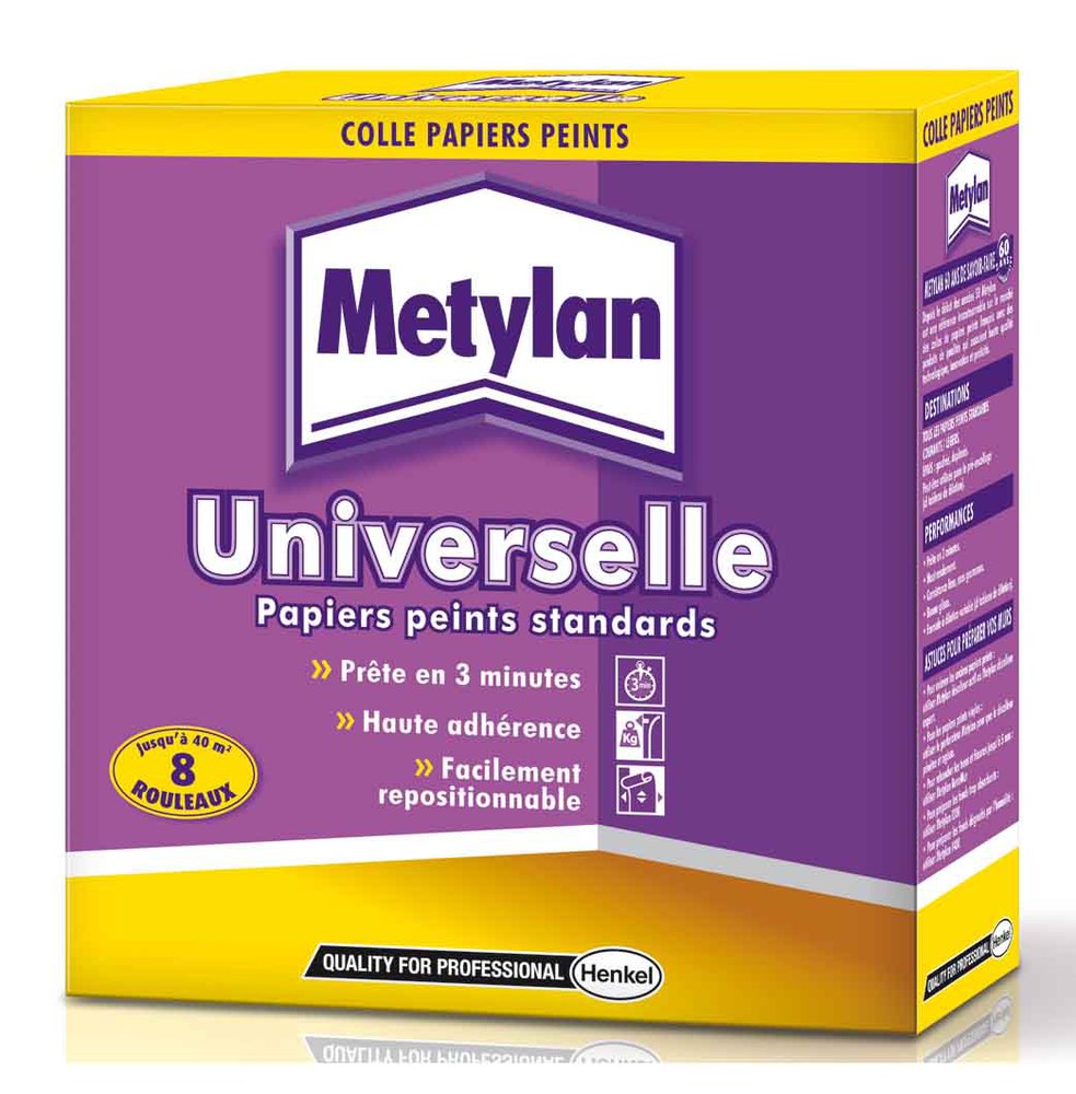 Colle papier peint Metylan Universelle 250 g en poudre, pour tous types de papiers peints, forte adhérence
